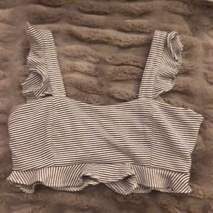 Striped Ruffle Crop Top